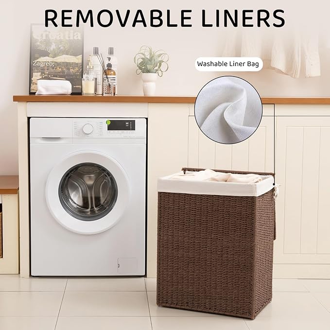 Portable Handmade Wicker Laundry Hampers With Lid - Oiahomy