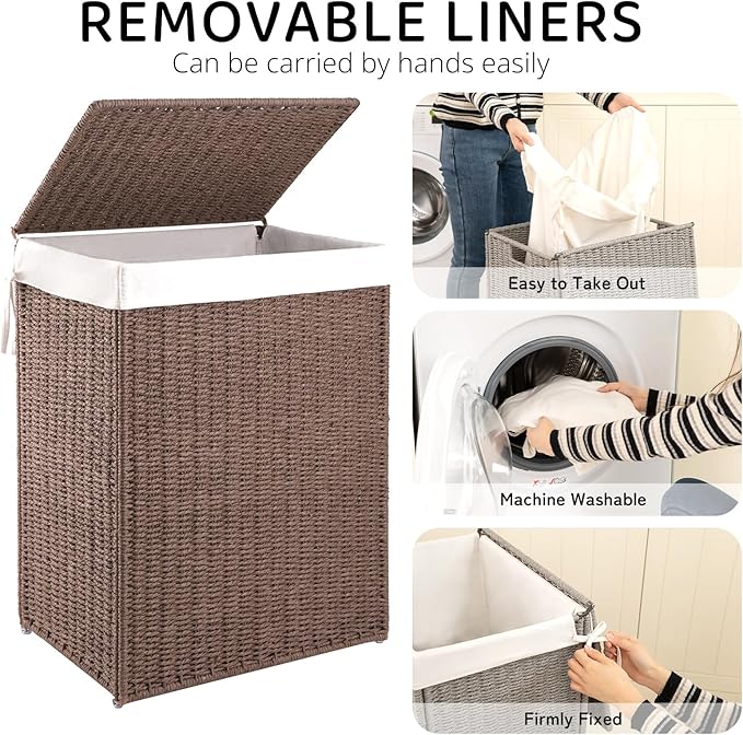 Portable Handmade Wicker Laundry Hampers With Lid - Oiahomy