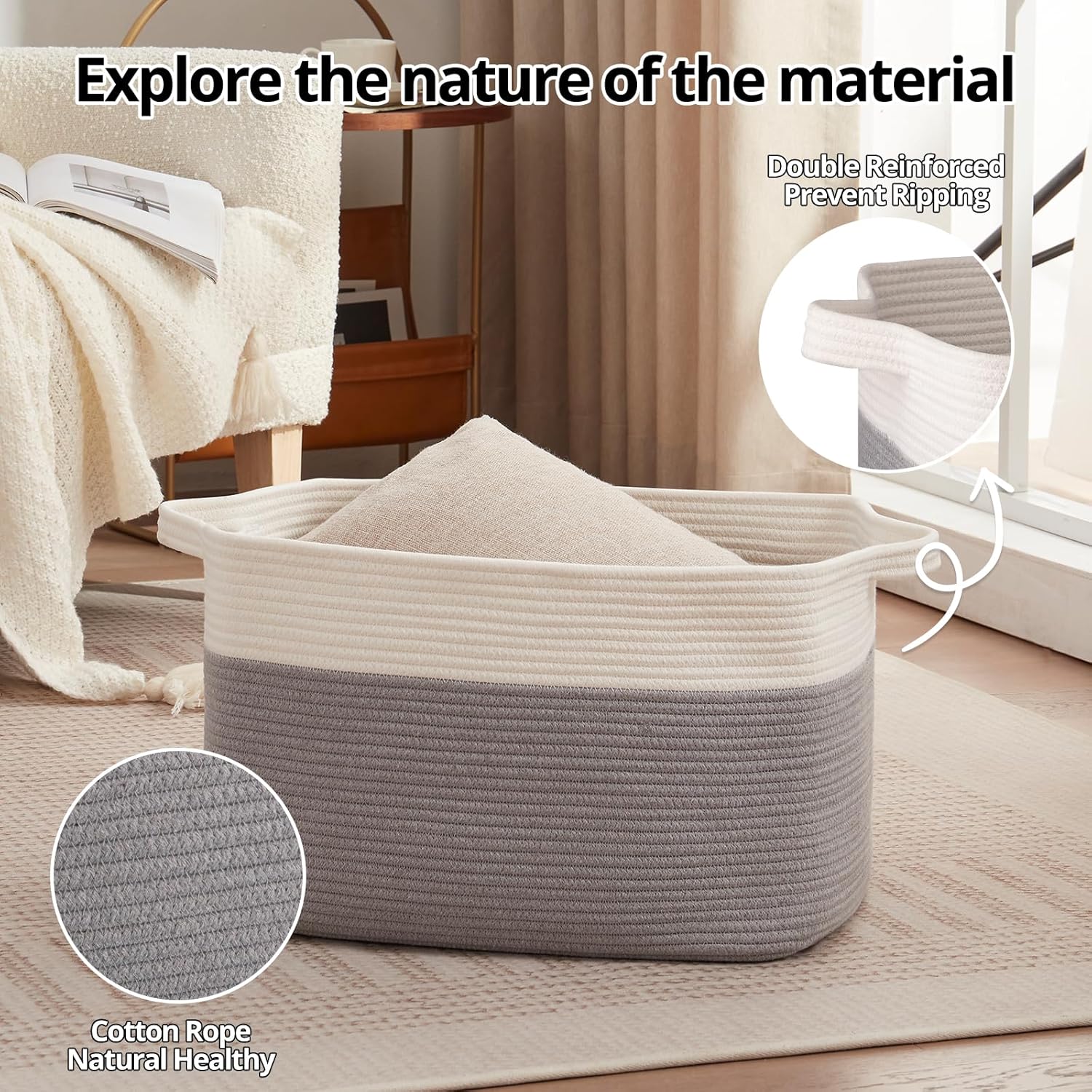 Handmade Woven Storage Cotton Basket - Oiahomy