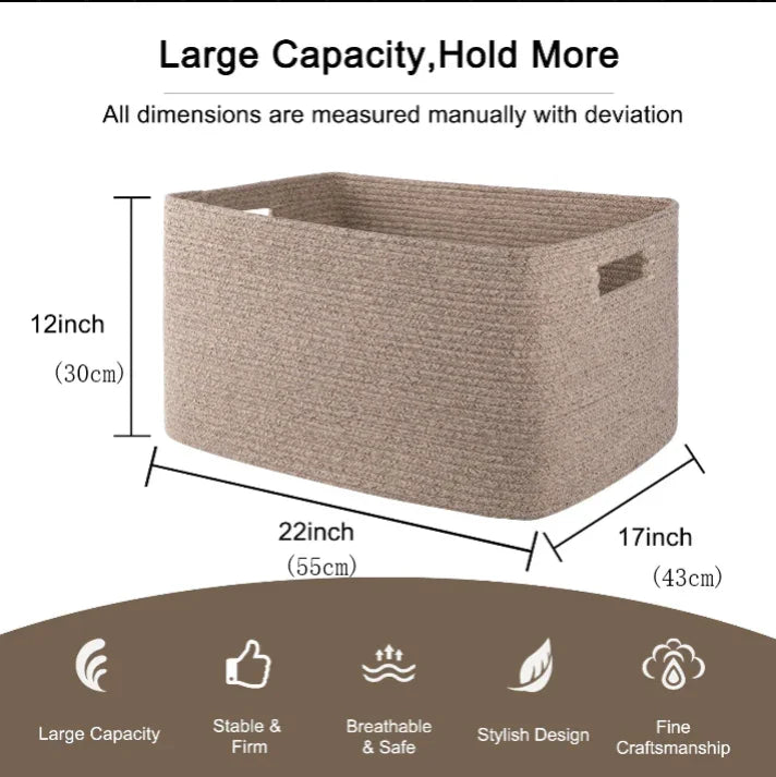 22”x17”x12” Storage Basket With Handle - Oiahomy