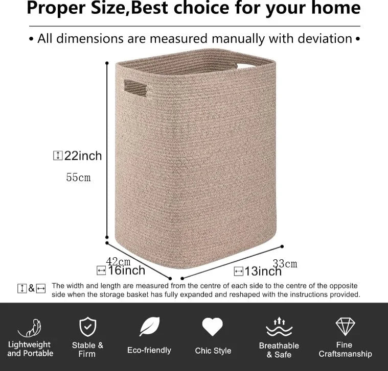 22"x16"x13" Cotton Rope Storage Basket - Oiahomy