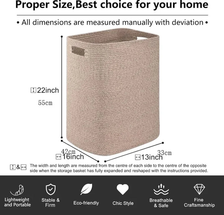 22"x16"x13" Cotton Rope Storage Basket - Oiahomy