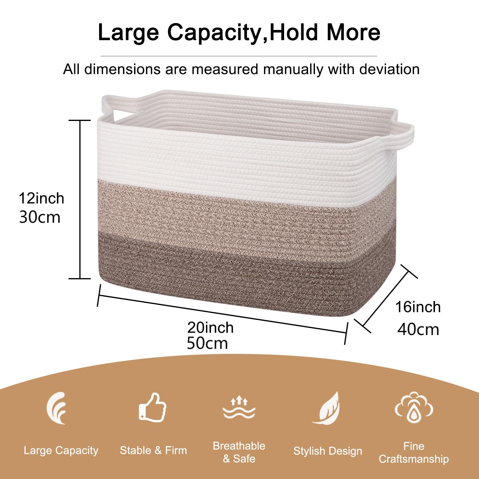 20''×16''×12'' Woven Blanket Basket - Oiahomy