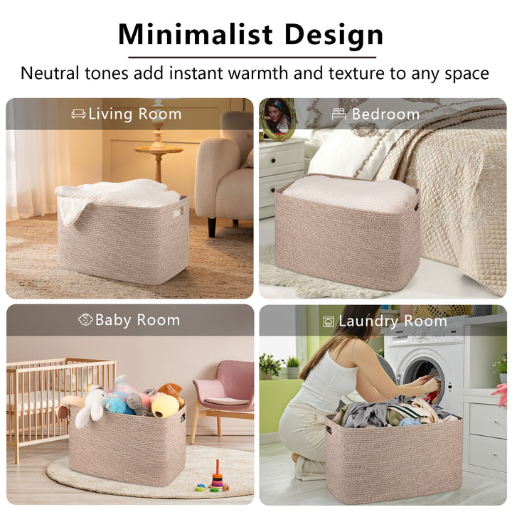 OIAHOMY Extra Large 110L Blanket Basket With Handle - Oiahomy