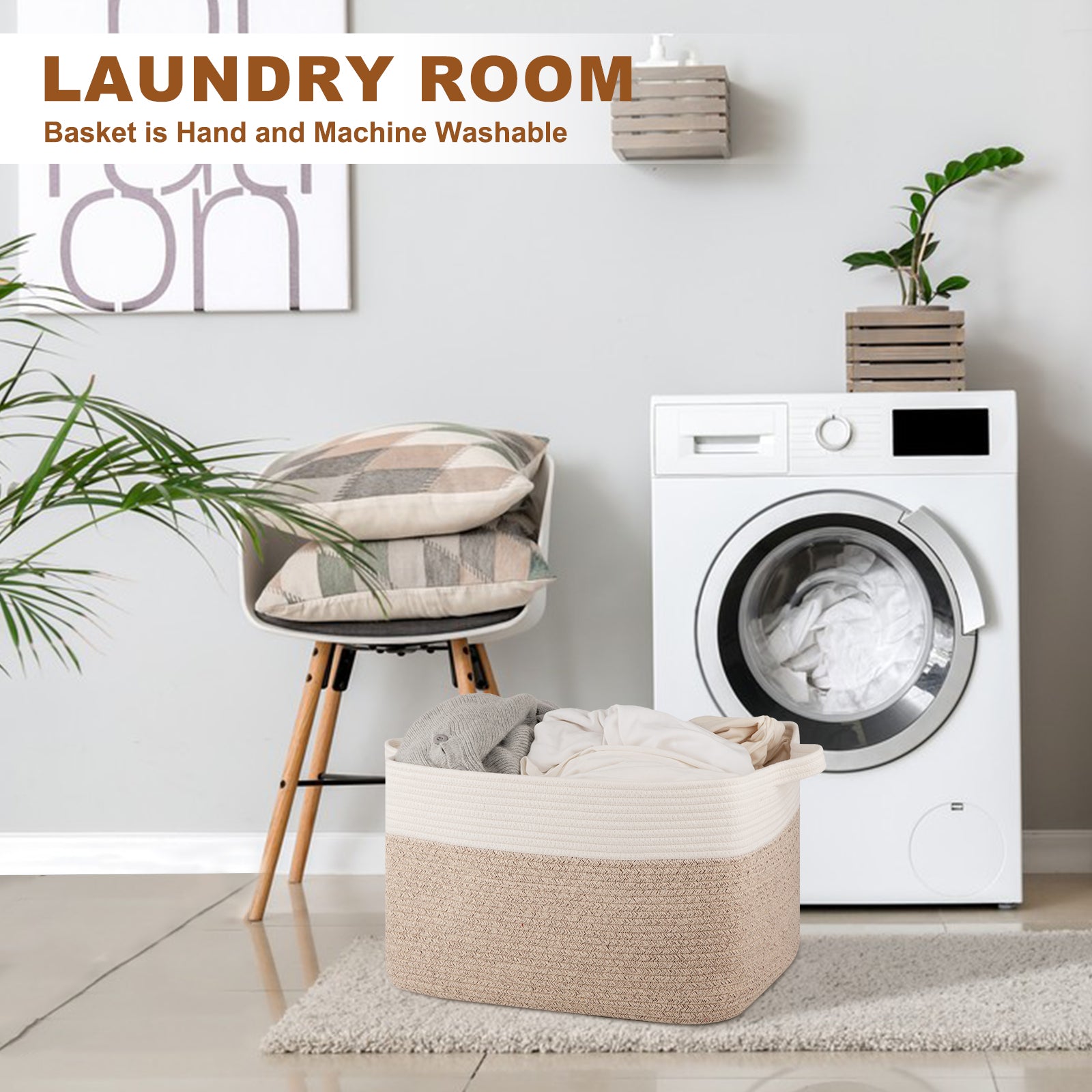 20”x16”x12” Cotton Rope Decorative Storage Basket - Oiahomy