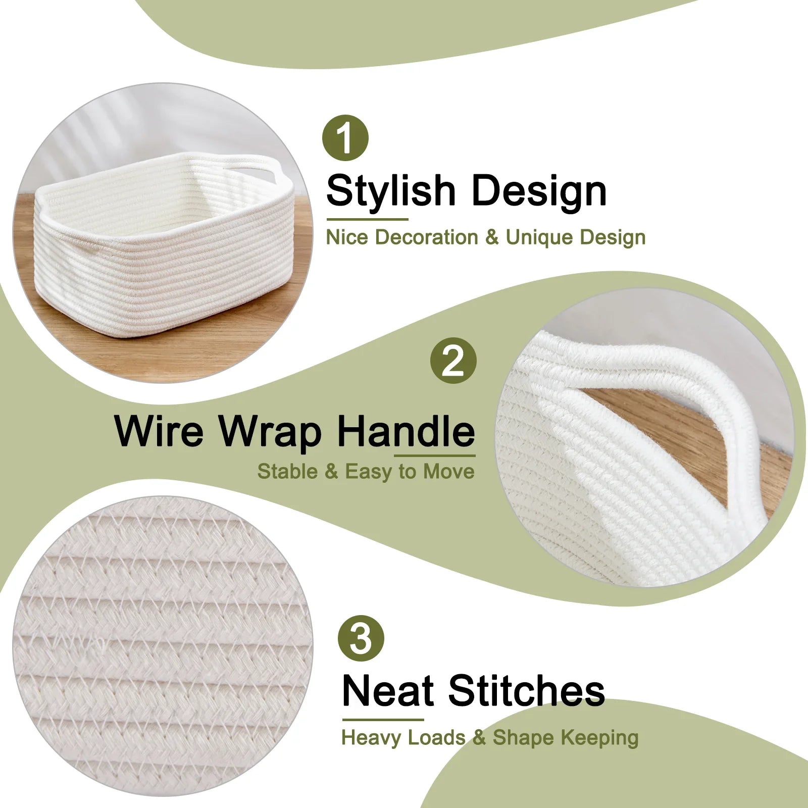 3 Pack Cotton Rope Baskets - Oiahomy