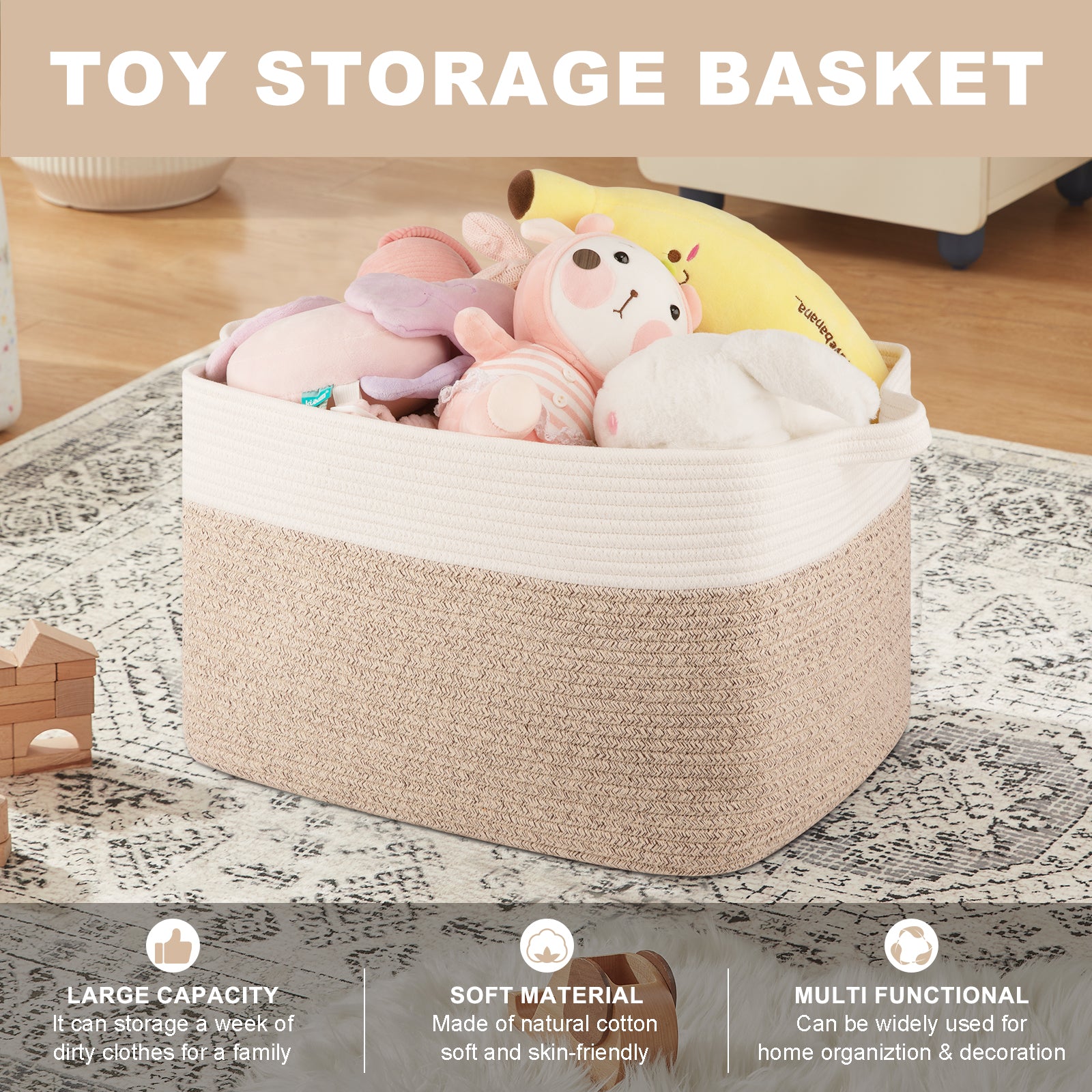 20”x16”x12” Cotton Rope Decorative Storage Basket - Oiahomy