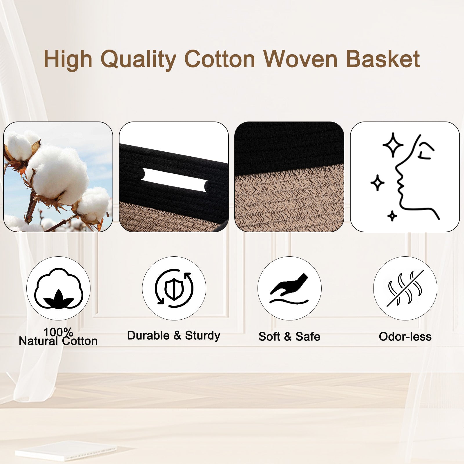 11" Cube Rope Basket 3 Pack - Oiahomy