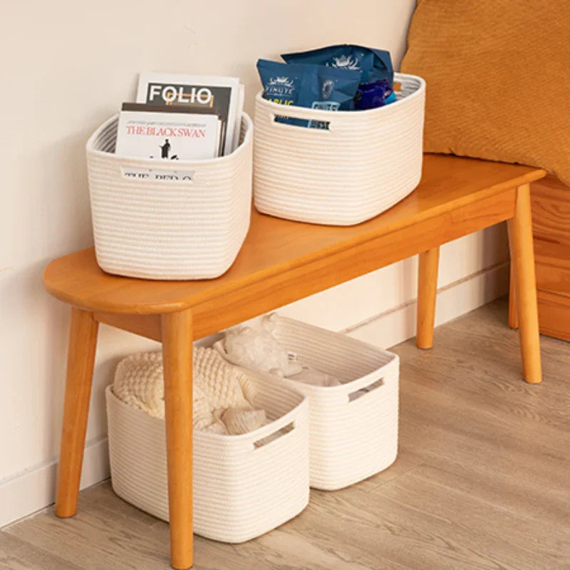 13"x7.8"x9" Casual Woven Cotton Rope Basket 4 Pack - Oiahomy