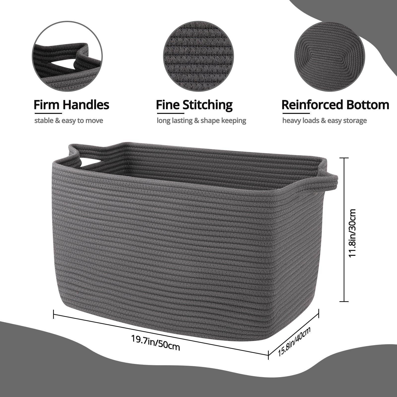 19.7”x15.8”x11.8” Rectangular Storage Basket With Handle - Oiahomy