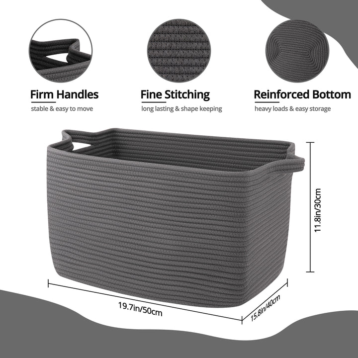 19.7”x15.8”x11.8” Rectangular Storage Basket With Handle - Oiahomy