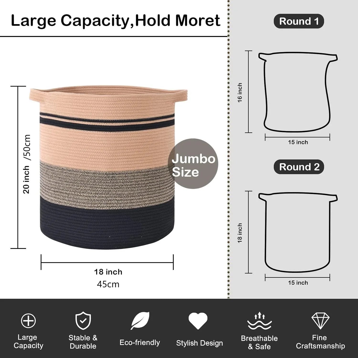 20"x18" Large Blanket Storage Basket - Oiahomy