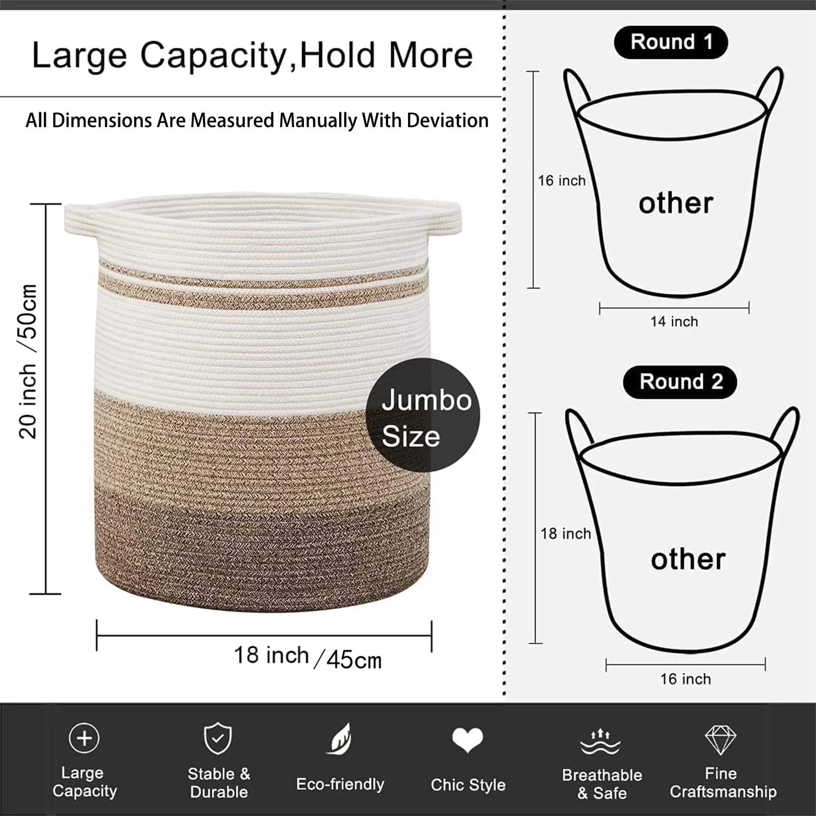 20"x18" Large Blanket Storage Basket - Oiahomy