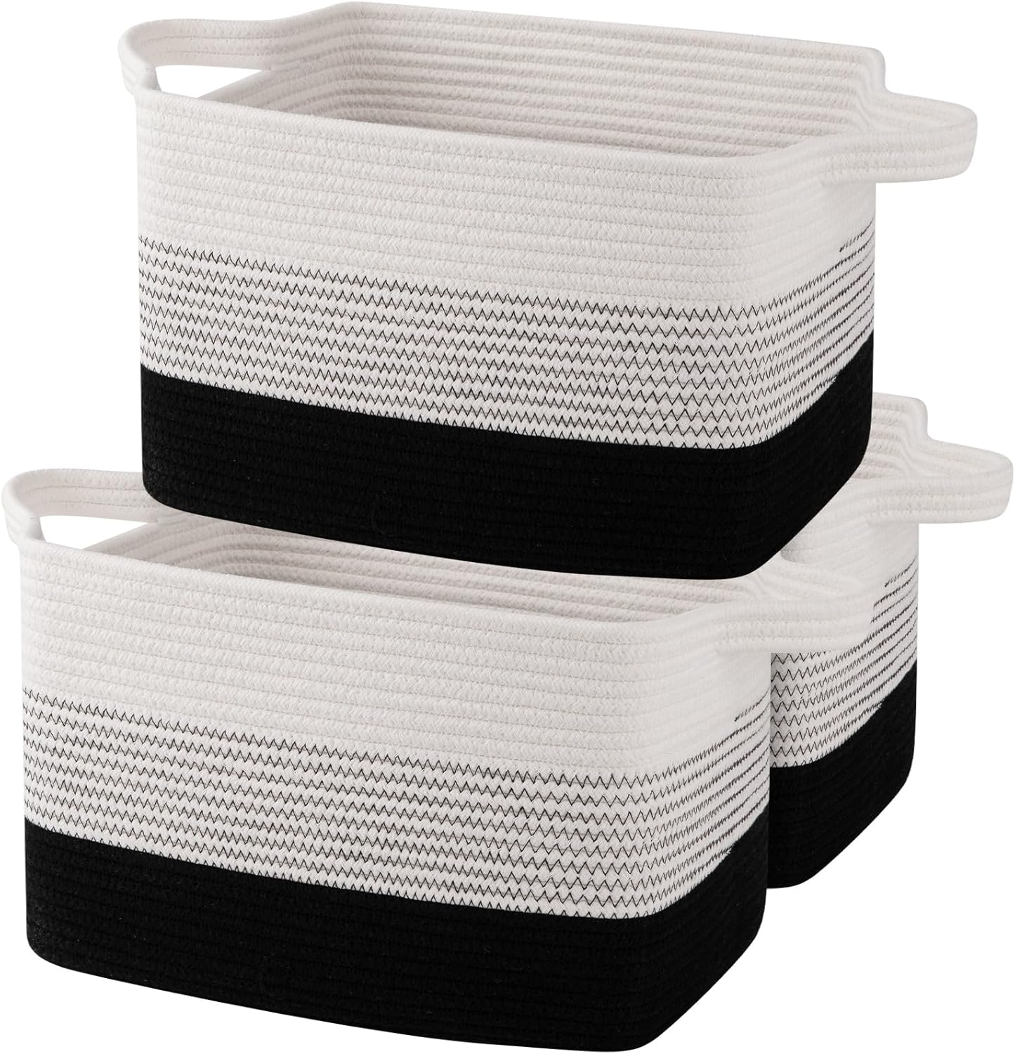 13"x9.9"x8.7" 3 Pack Cotton Rope Storage Basket Oiahomy Bins For Shelves