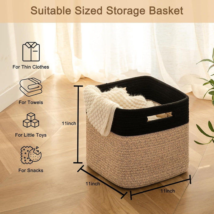 11" Cube Rope Basket 3 Pack - Oiahomy