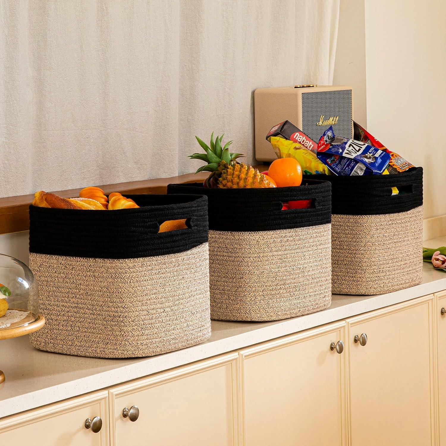 11" Cube Rope Basket 3 Pack - Oiahomy