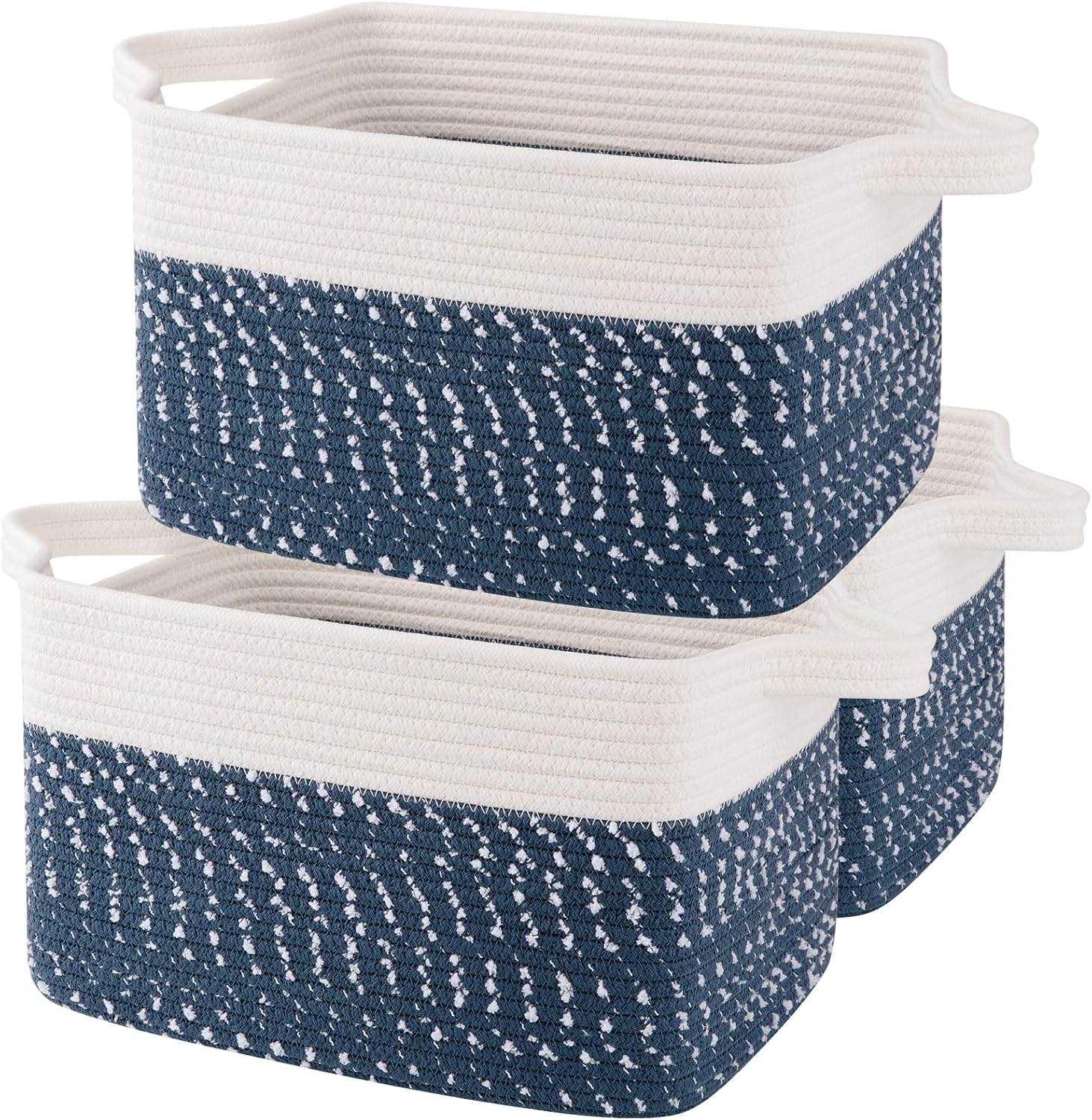 13"x9.9"x8.7" 3 Pack Cotton Rope Storage Basket Oiahomy Bins For Shelves