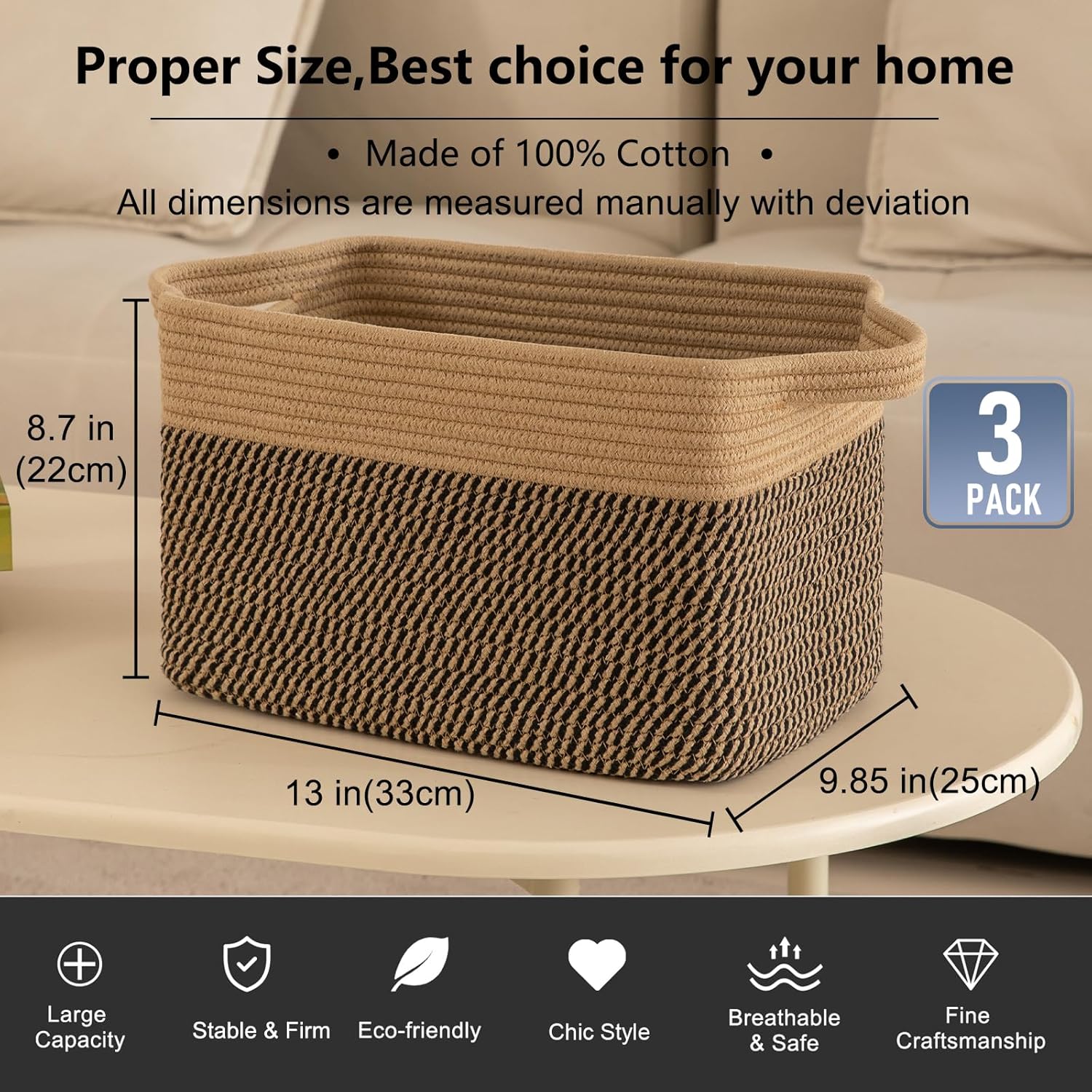 OIAHOMY Toy Storage Bin Woven Basket with Handles - Oiahomy