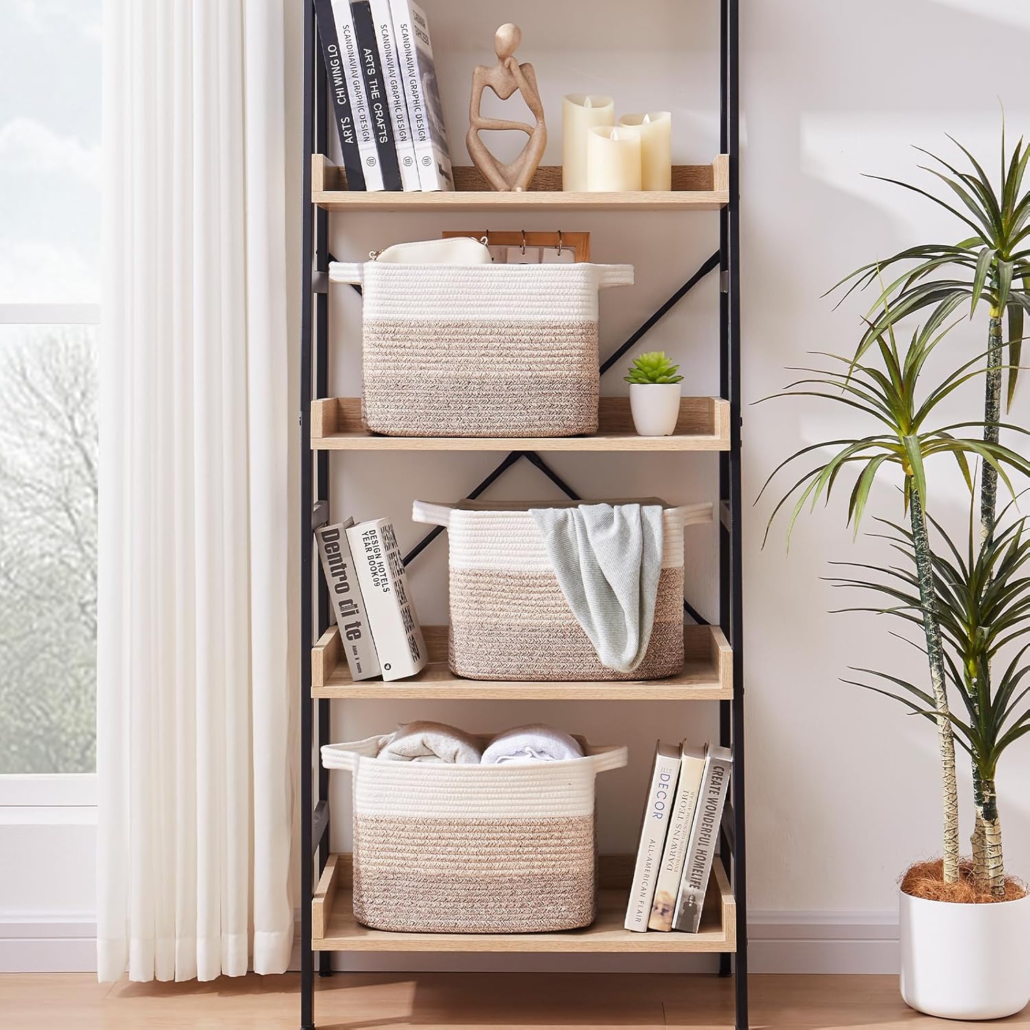 OIAHOMY Woven Baskets Storage Bins Set with Handles - Oiahomy