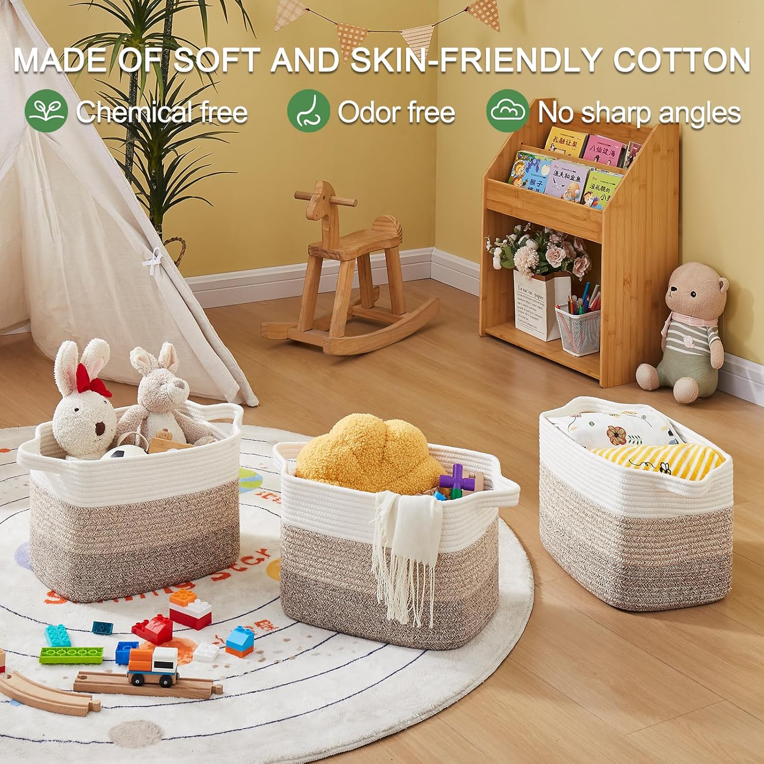 OIAHOMY Woven Baskets Storage Bins Set with Handles - Oiahomy