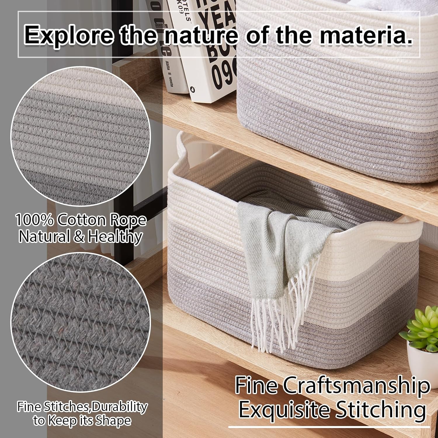 OIAHOMY Woven Baskets Storage Bins Set with Handles - Oiahomy