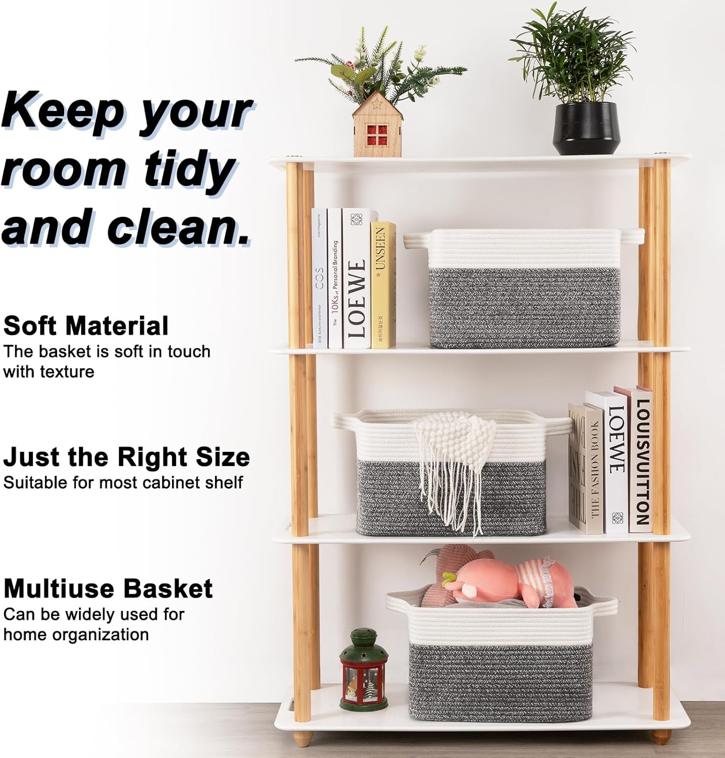 OIAHOMY Toy Storage Bin Woven Basket with Handles - Oiahomy