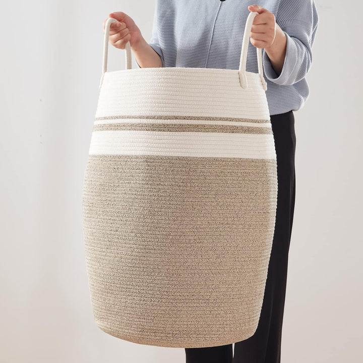OIAHOMY Large Woven Basket For Blankets - Oiahomy