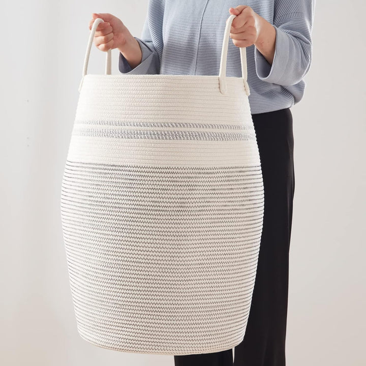 OIAHOMY Large Woven Basket For Blankets - Oiahomy