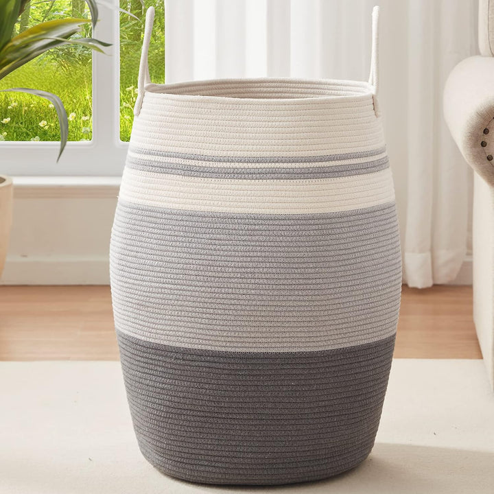 OIAHOMY Large Woven Basket For Blankets - Oiahomy