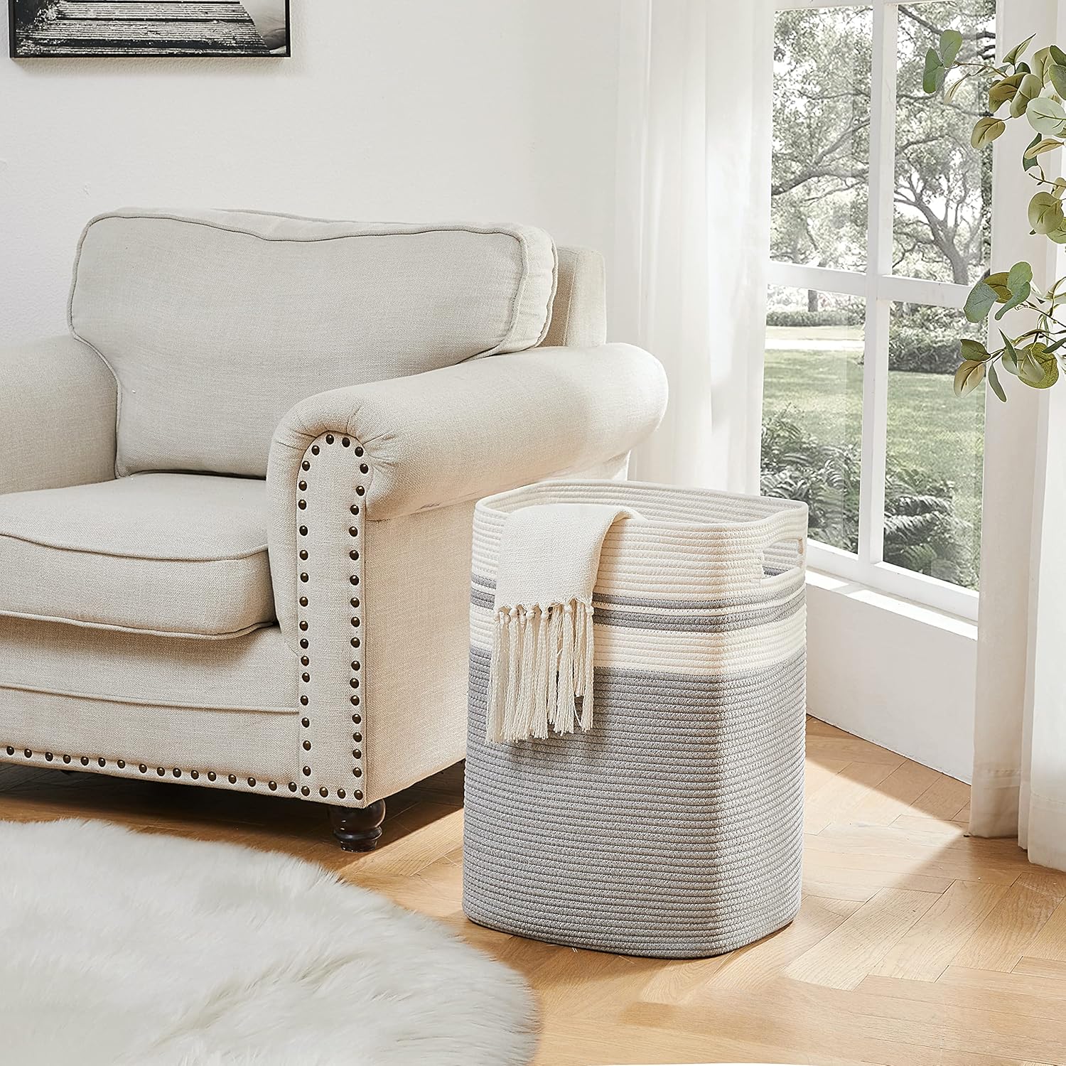 OIAHOMY Large Woven Organizer Bin - Oiahomy