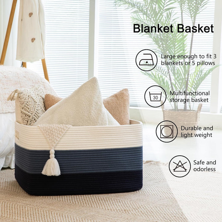 OIAHOMY Extra Large Woven Blanket Hamper - Oiahomy