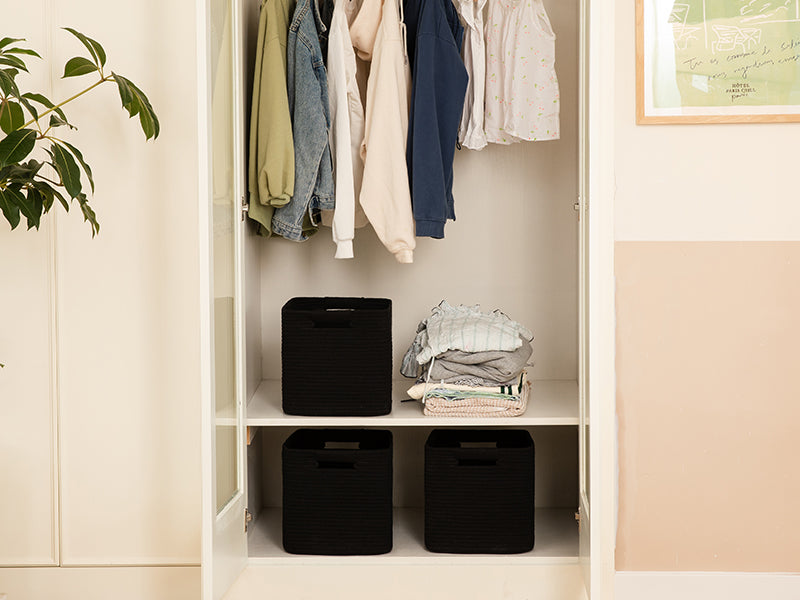 OIAHOMY 3-Pack Square Storage Baskets for Shelves - Oiahomy