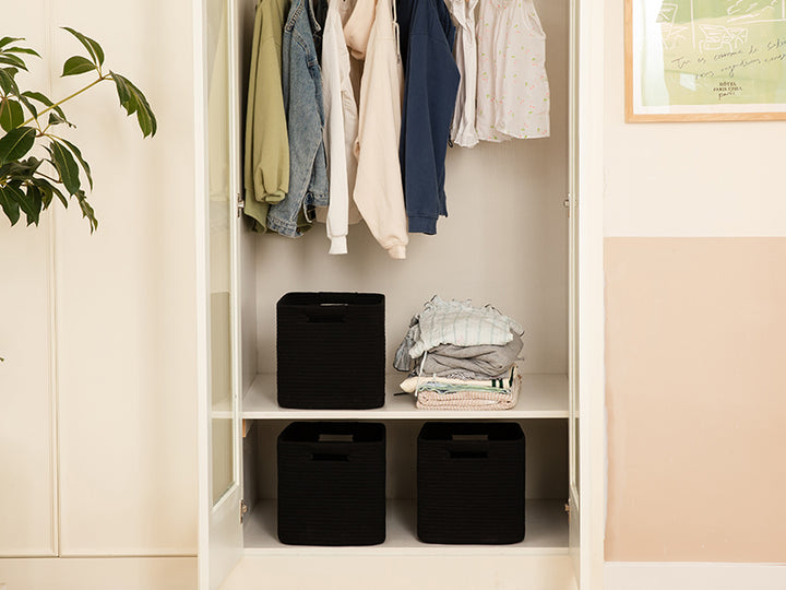 OIAHOMY 3-Pack Square Storage Baskets for Shelves - Oiahomy