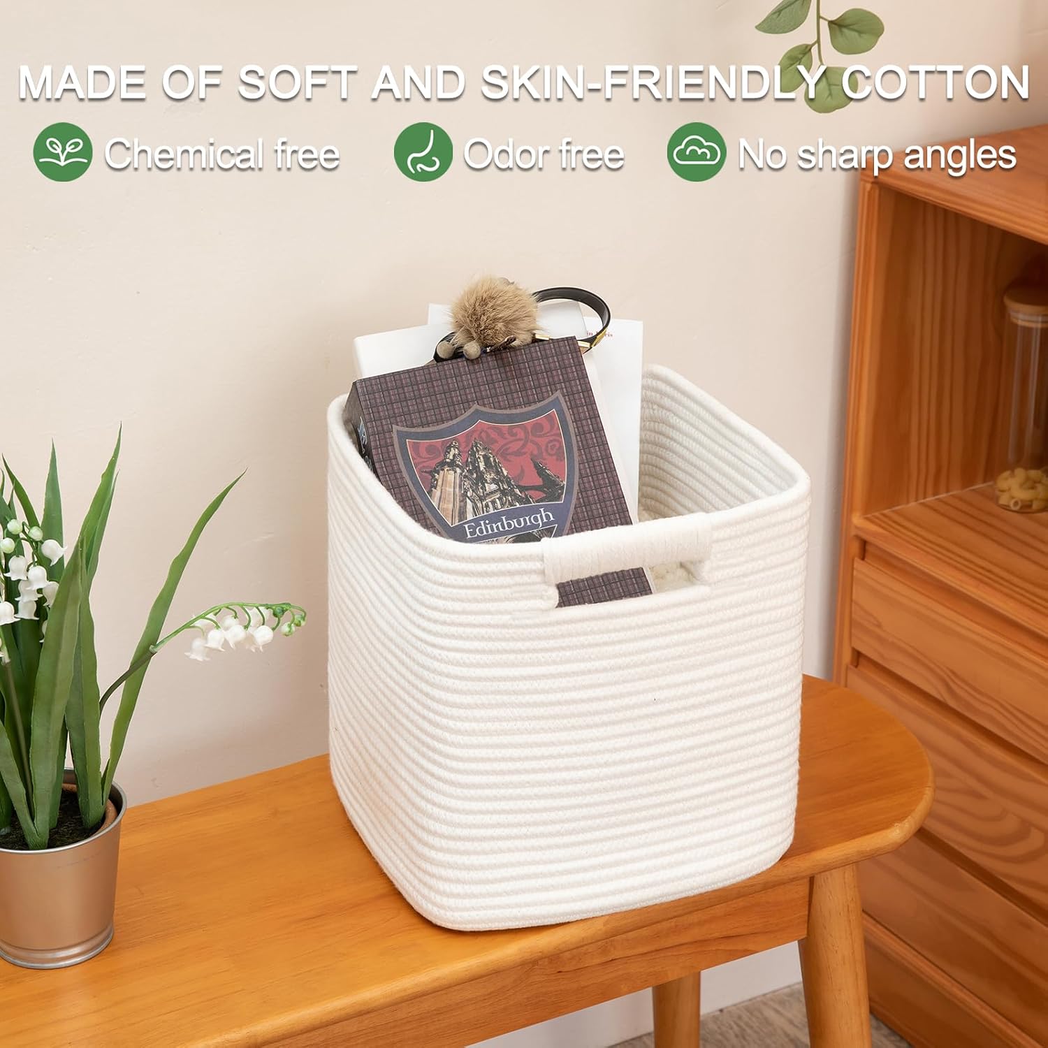 OIAHOMY 3-Pack Square Storage Baskets for Shelves - Oiahomy