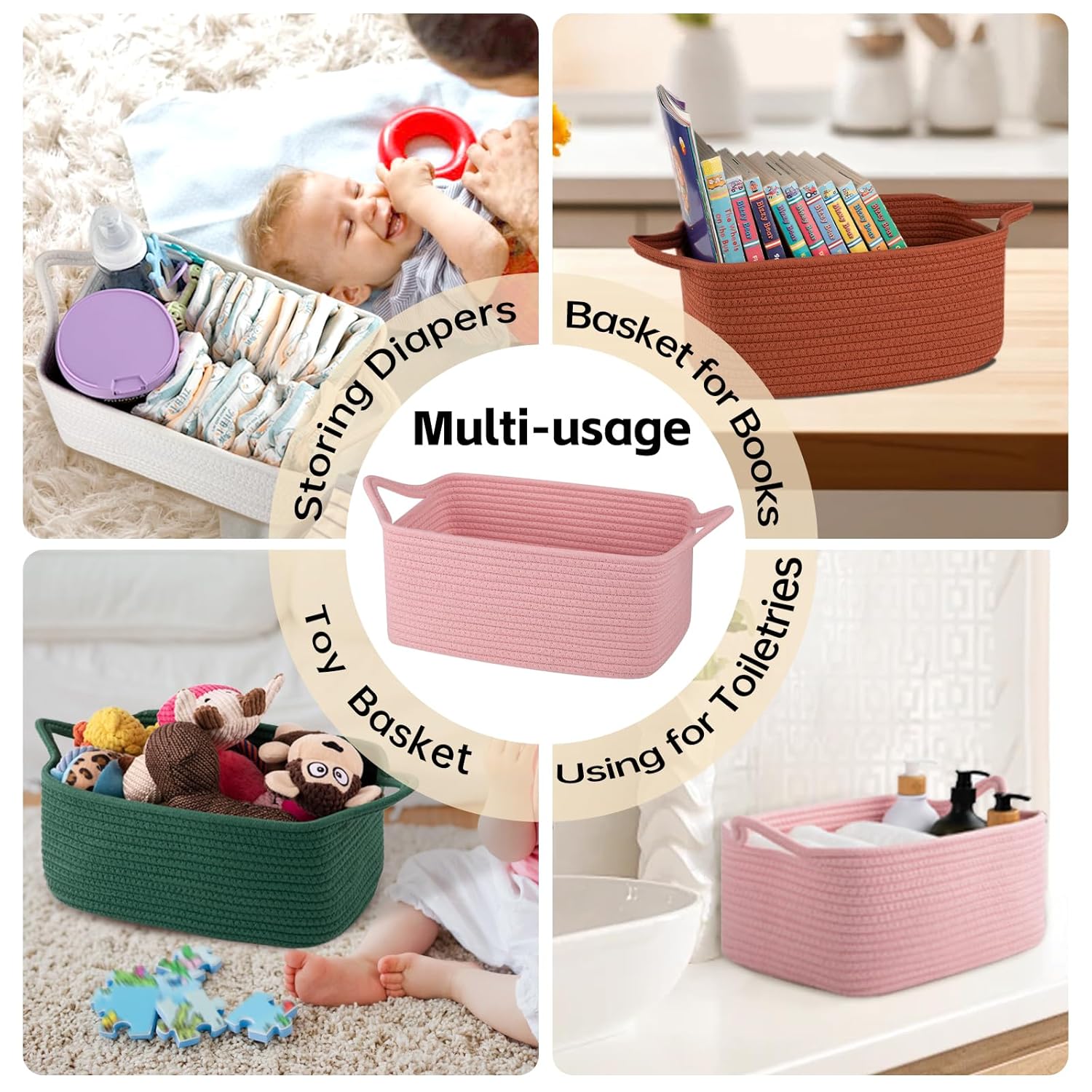 OIAHOMY Pet Toy Organizer Woven Storage Basket - Oiahomy