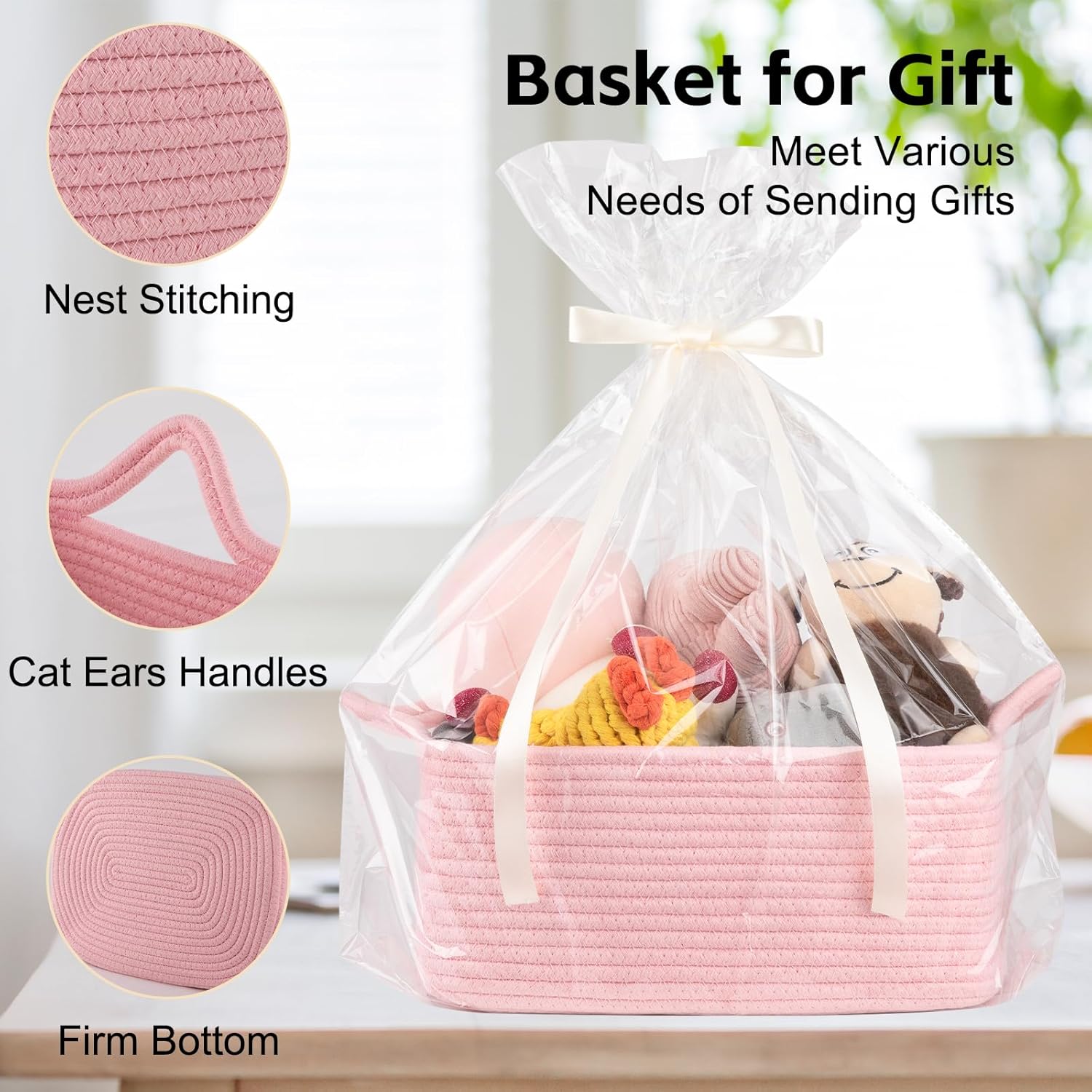 OIAHOMY Pet Toy Organizer Woven Storage Basket - Oiahomy