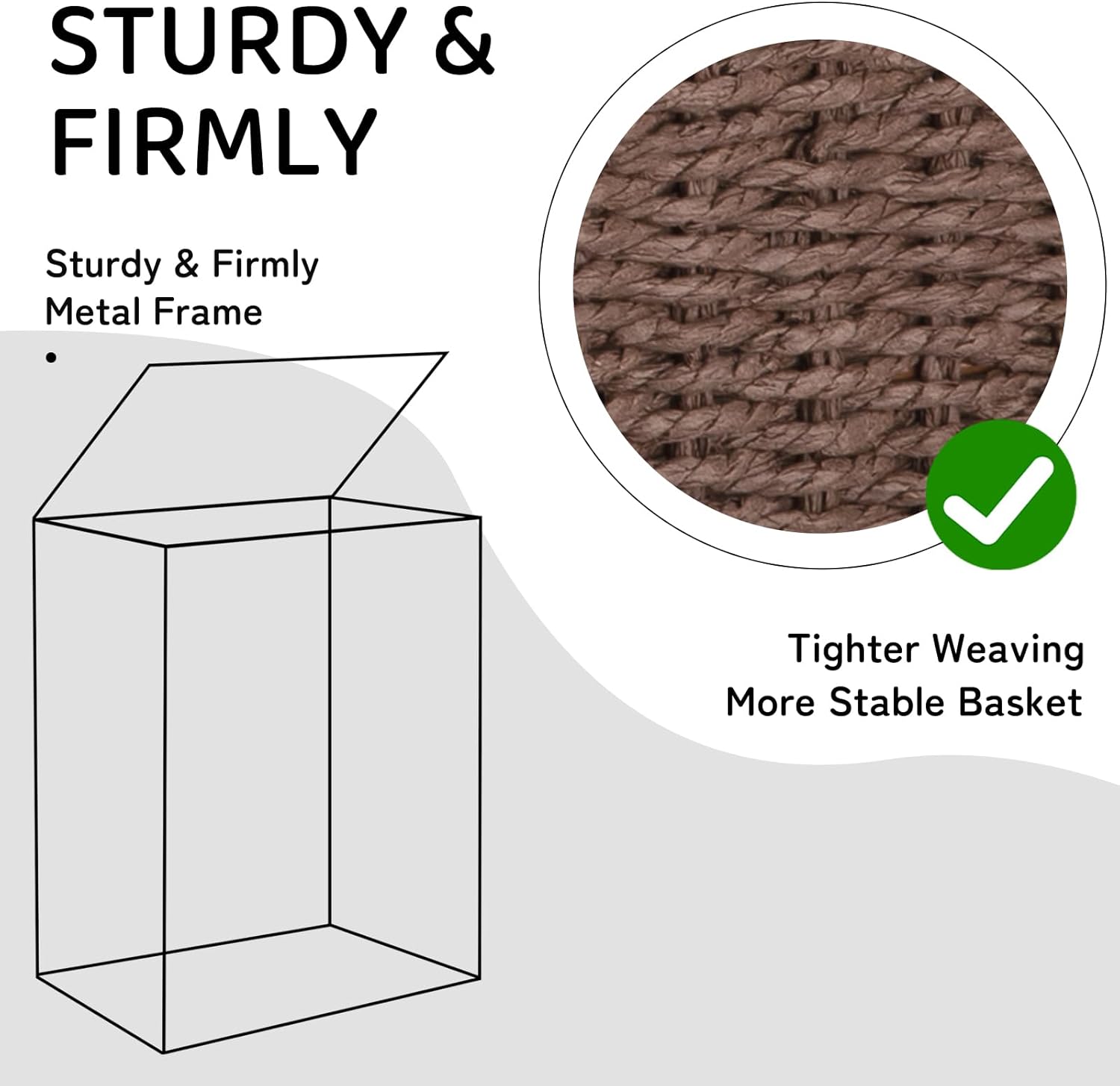 OIAHOMY Foldable Woven Paper Rope Basket Wicker Hamper - Oiahomy
