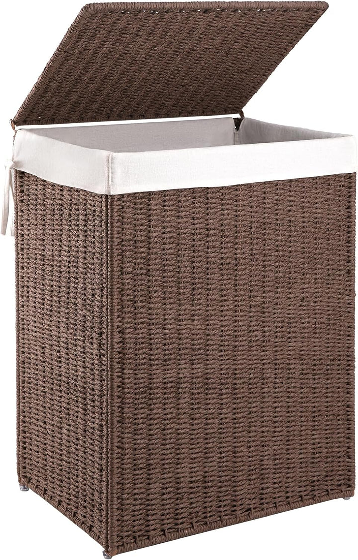 OIAHOMY Foldable Woven Paper Rope Basket Wicker Hamper - Oiahomy