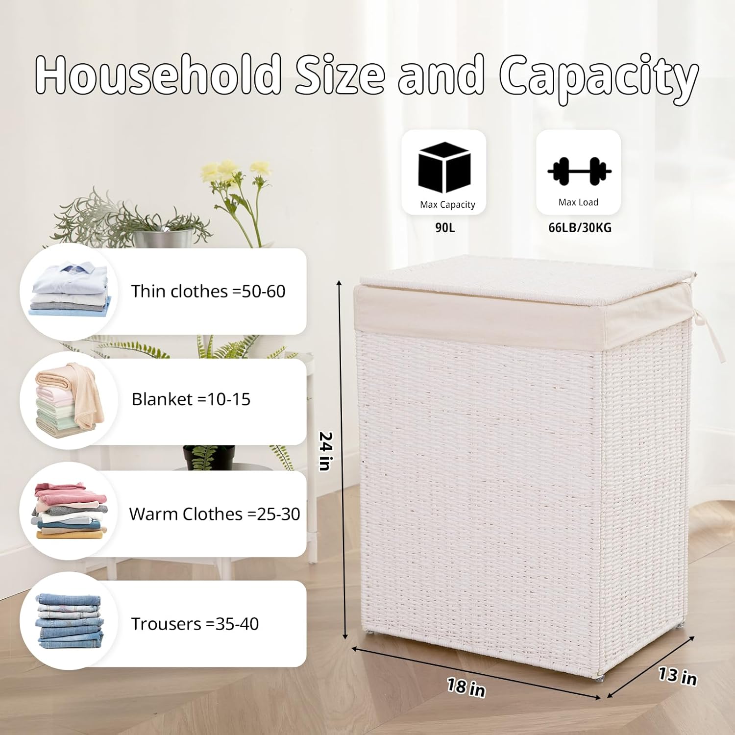 OIAHOMY Foldable Woven Paper Rope Basket Wicker Hamper - Oiahomy