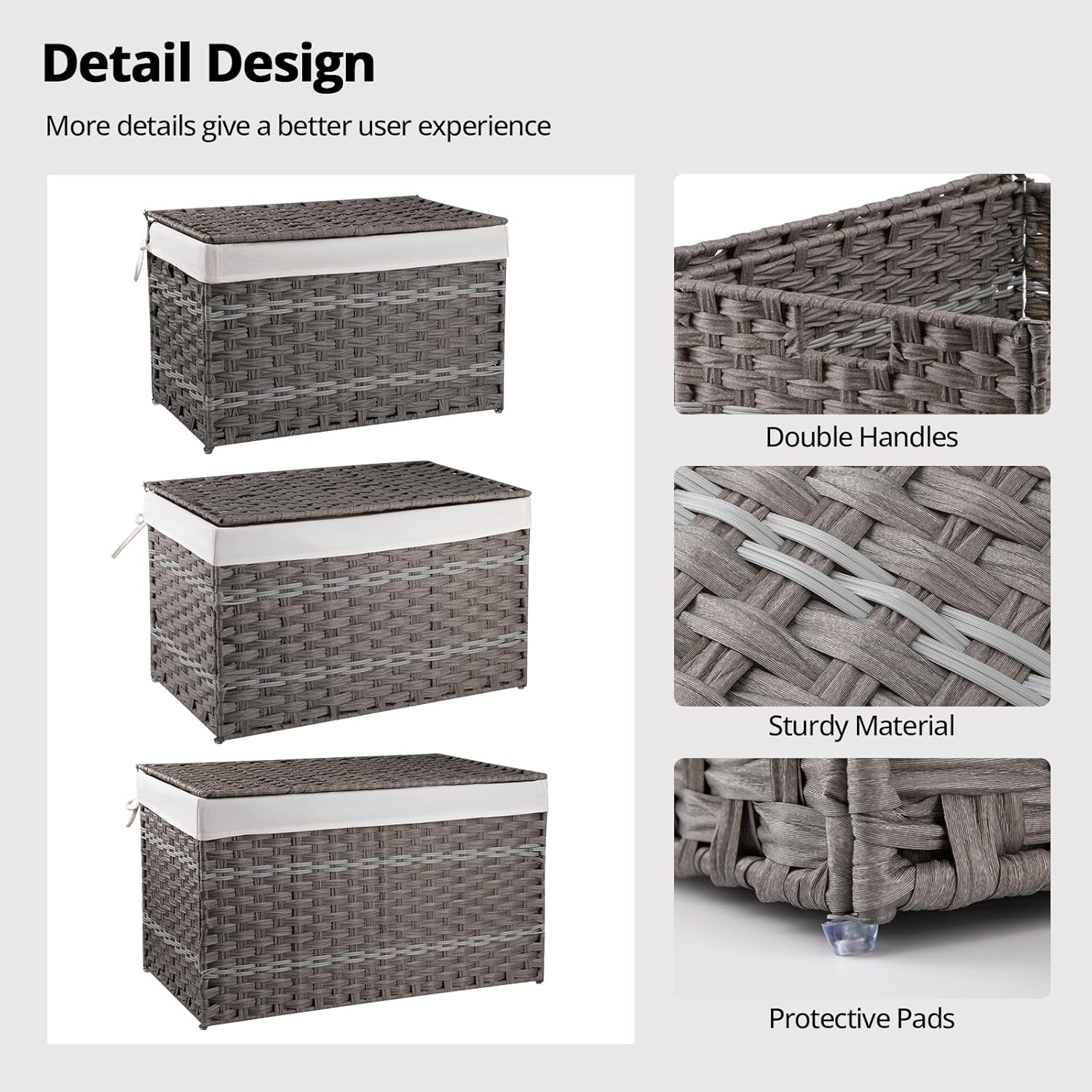 OIAHOMY Waterproof Synthetic Wicker Hamper With Lid - Oiahomy