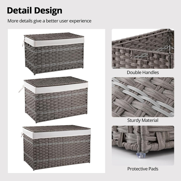 OIAHOMY Waterproof Synthetic Wicker Hamper With Lid - Oiahomy