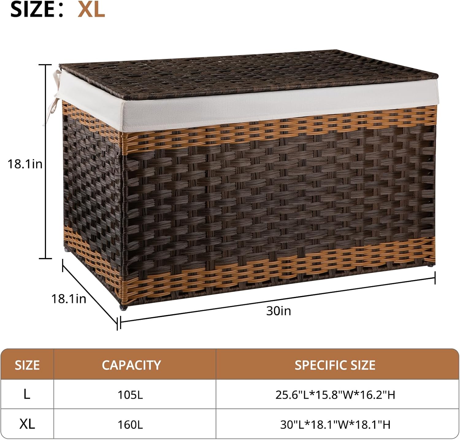 OIAHOMY Waterproof Synthetic Wicker Hamper With Lid - Oiahomy