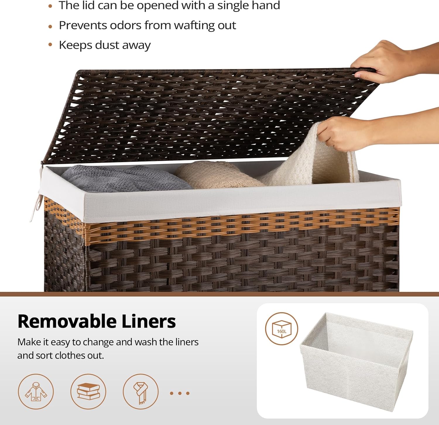 OIAHOMY Waterproof Synthetic Wicker Hamper With Lid - Oiahomy