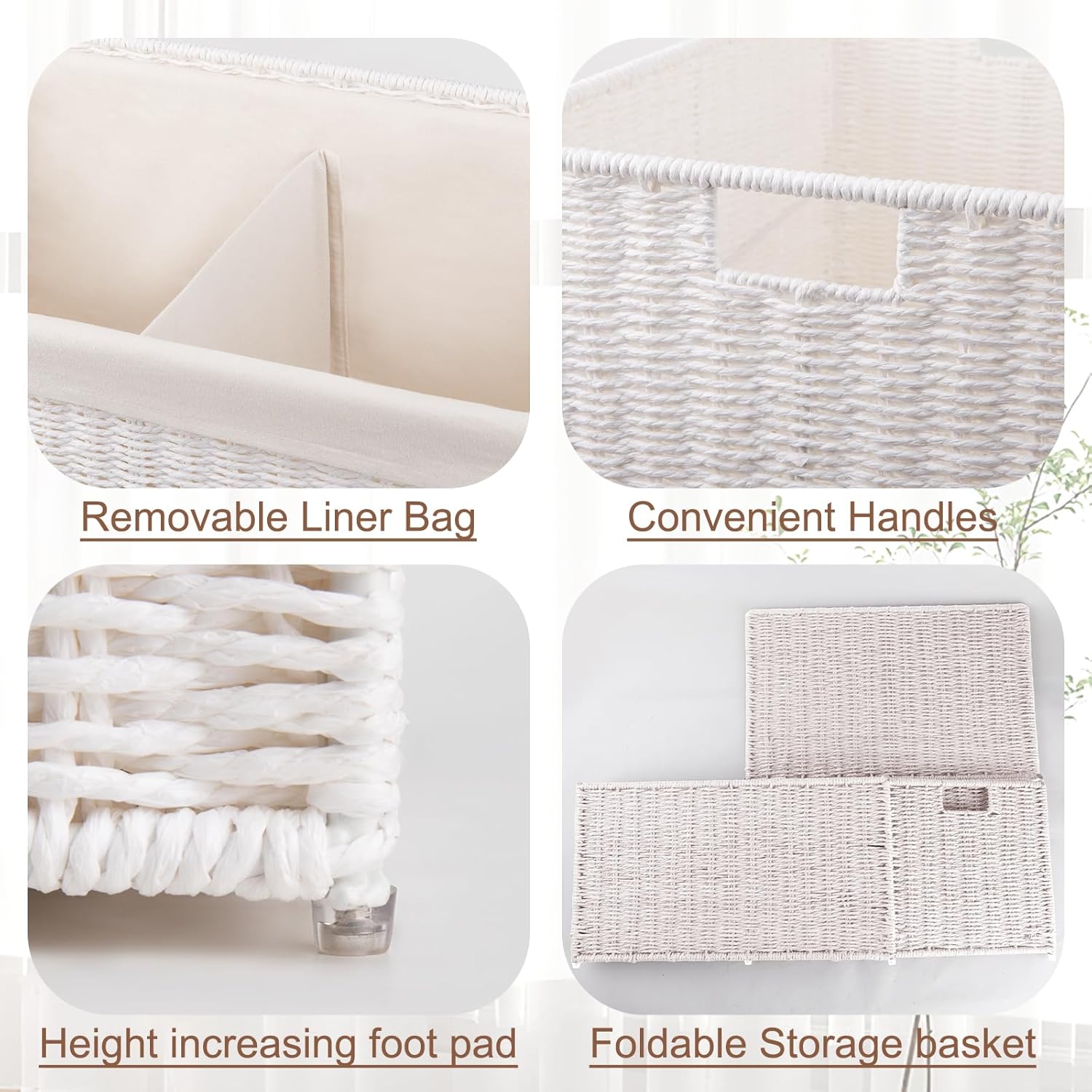 OIAHOMY 105L Blanket Basket with Removable Separated Liner Bag - Oiahomy