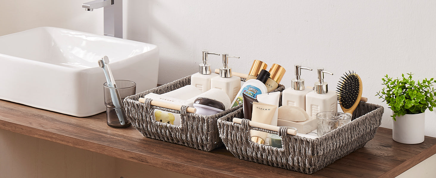 OIAHOMY 2 Pack Wicker Snack Storage Basket - Oiahomy