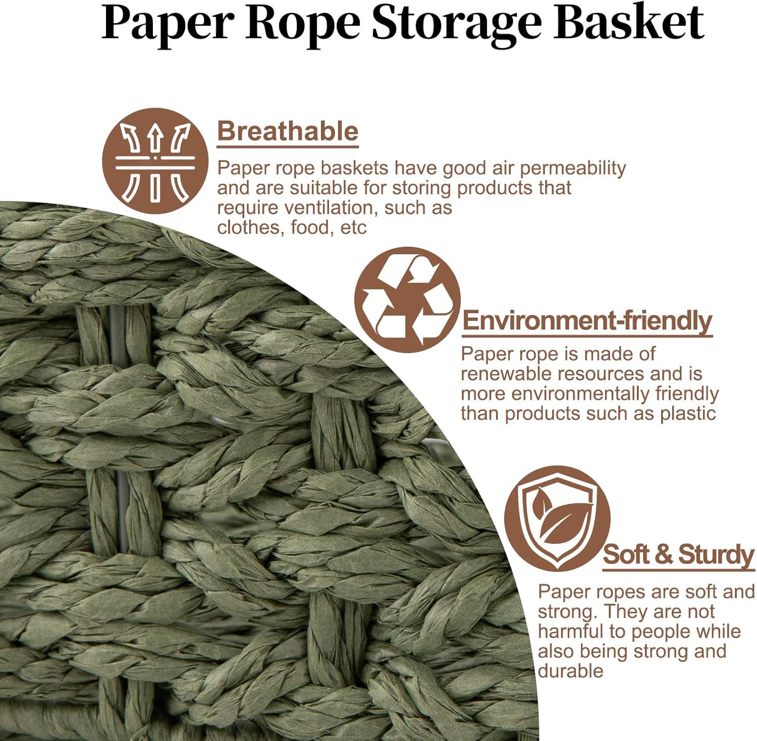 OIAHOMY 2 Pack Wicker Bin Home Organizer Storage Basket - Oiahomy