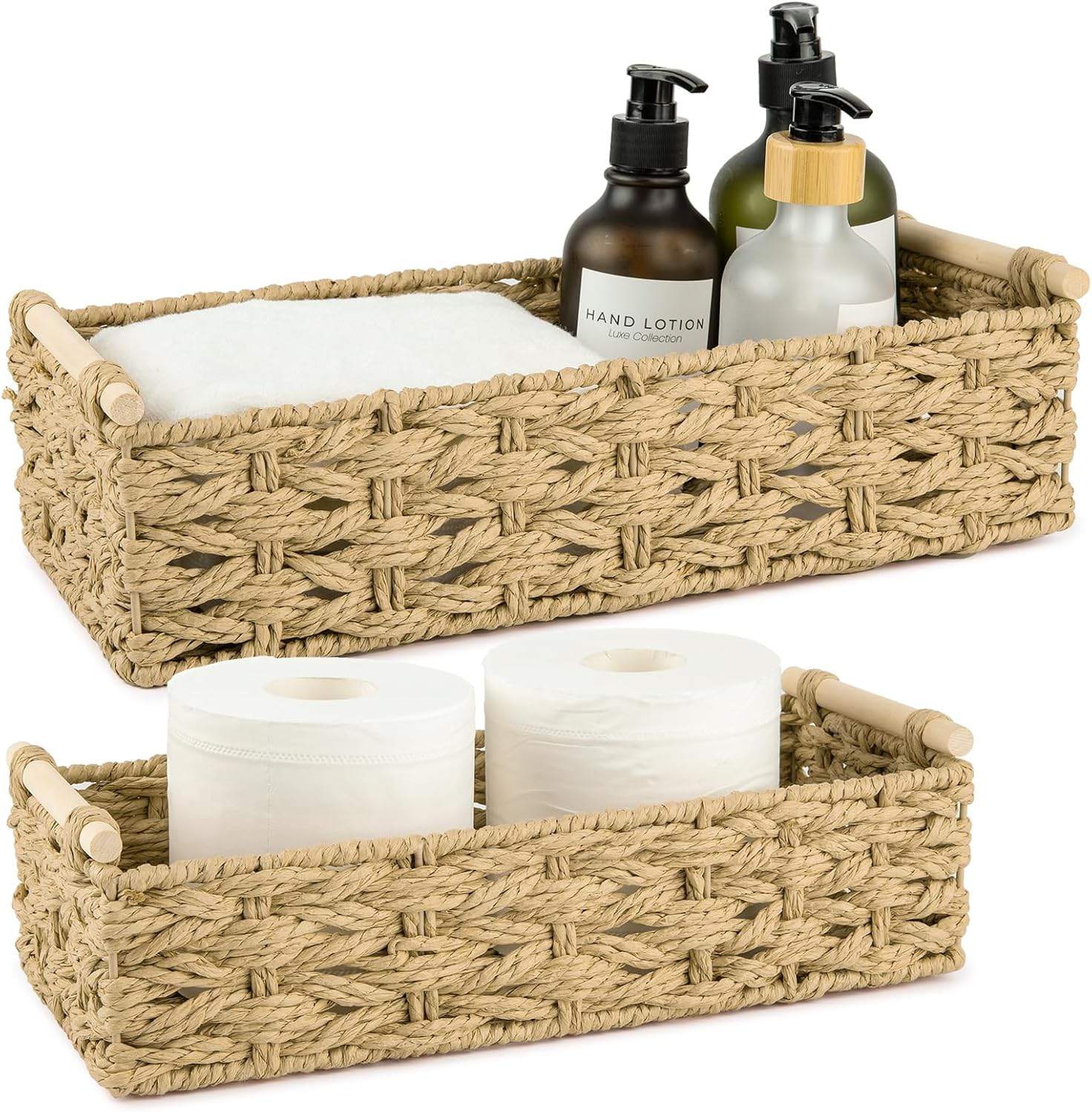 OIAHOMY 2 Pack Wicker Bin Home Organizer Storage Basket - Oiahomy