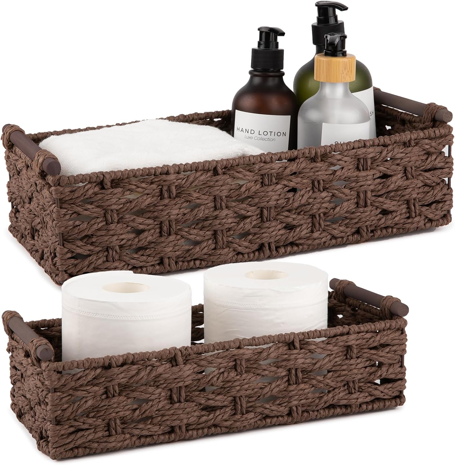 OIAHOMY 2 Pack Wicker Bin Home Organizer Storage Basket - Oiahomy