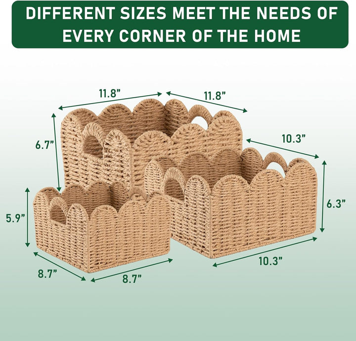 OIAHOMY 3 Packs Home Decorative Bookshelf Organization Cosmetic Storage Basket - Oiahomy