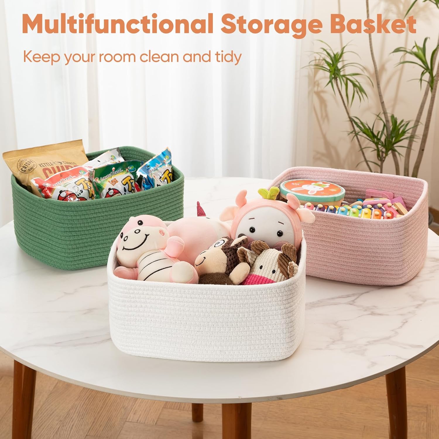 OIAHOMY 4 Pack Decorative Basket for Living Room - Oiahomy